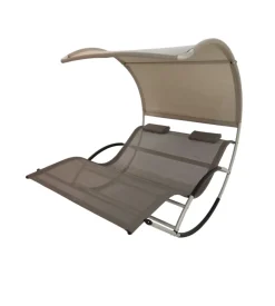 Dondolo sdraio da esterno matrimoniale eurogarden "rocking" in metallo e textilene marrone 182x137x160 cm