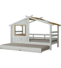 Doppio letto singolo per ragazzi bellahome "nantes" in pino massello a casetta 222x97,6x143 cm