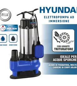 Elettropompa ad immersione hyundai "35620" con girante trituratore, 1100 w