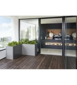 Fioriera da esterno biohort "belvedere midi 200" in acciaio zincato grigio quarzo metallizzato 201x53x61 cm