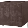 Fioriera da esterno deroma "millenium" forma cubica in resina colore marrone, 39x39x39 cm
