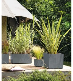 Fioriera da esterno deroma "millenium" rettangolare in resina colore antracite, 99x37x39 cm