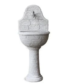 Fontana da giardino a muro kam "varo" anticato grigio 50x37x122 cm