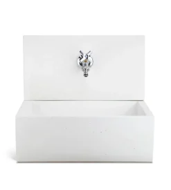 Fontana da giardino a muro kam "q-madrid" in calcestruzzo colore bianco, 45x35x40,5 cm