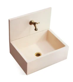 Fontana da giardino a muro kam "q-madrid" in calcestruzzo colore rosa antico, 45x35x40,5 cm