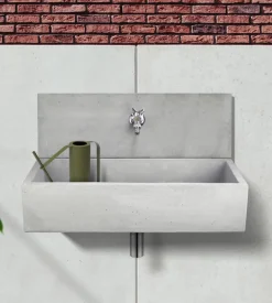 Fontana da giardino a muro "q madrid xl" grigio, 70x35x40 cm - kam