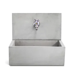 Fontana da giardino a muro kam "q-madrid" in calcestruzzo colore grigio, 45x35x40,5 cm