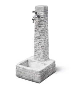 Fontana da giardino vedovella "clanezzo" anticato grigio, 28x31x66 cm - kam