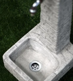 Fontana da giardino vedovella "clanezzo" anticato grigio, 28x31x66 cm - kam