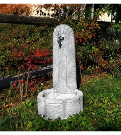 Fontana vedovella anticata "matera" colore grigio -  40x40x77cm