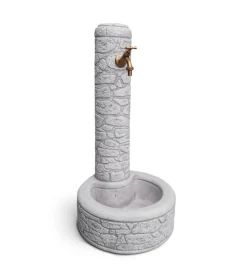 Fontana vedovella anticata  "arnosto"  colore grigio - 40x40x81 cm