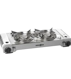 Fornello da campeggio a gas brunner "devil double grill" in alluminio 2 fuochi e piastra grill 67,9x28,6x12,5 cm