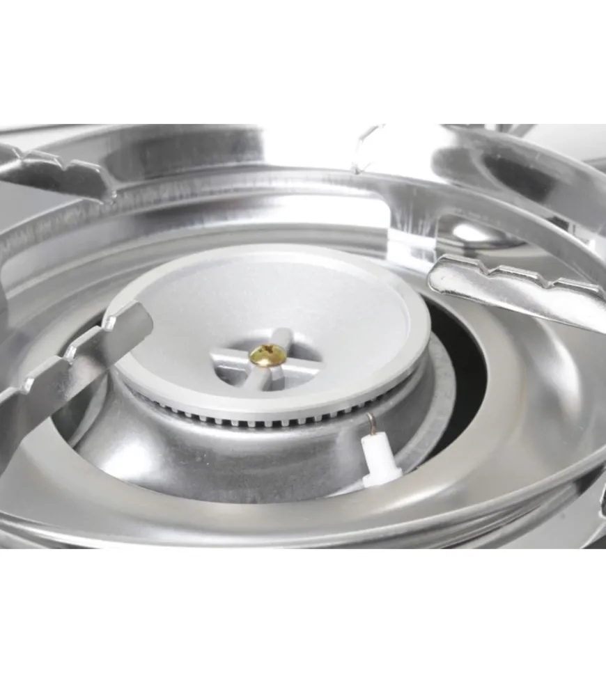 Fornello da campeggio a gas brunner "devil double grill" in alluminio 2 fuochi e piastra grill 67,9x28,6x12,5 cm
