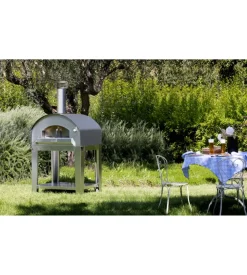 Forno pizza a gas con carrello fontana "mangiafuoco" colore antracite 4 pizze