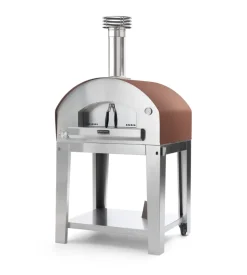 Forno pizza a gas con carrello fontana "mangiafuoco" colore rosso 4 pizze