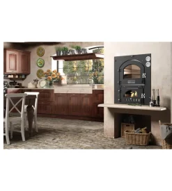Forno pizza a legna ad incasso fontana "inc qv 80x45" colore antracite 2 pizze