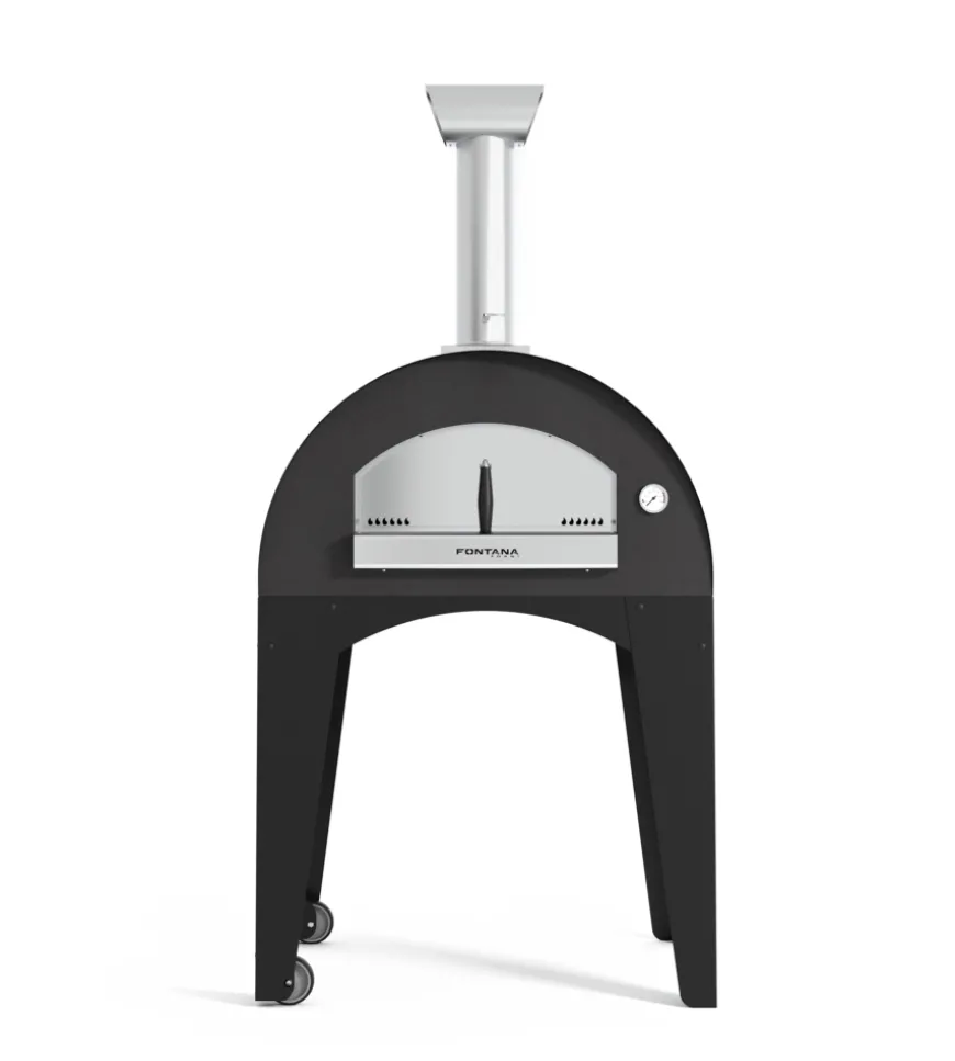 Forno pizza a legna con carrello fontana "capri" colore antracite 2 pizze