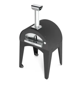 Forno pizza a legna con carrello fontana "capri" colore antracite 2 pizze