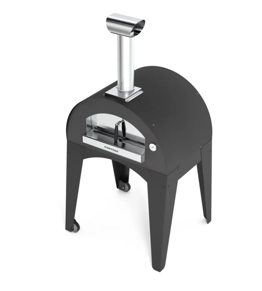 Forno pizza a legna con carrello fontana "capri" colore antracite 2 pizze