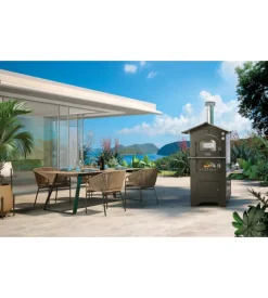 Forno pizza a legna fontana "gusto 80x54" colore antracite 2/3 pizze