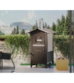 Forno pizza a legna fontana "people 80x45" colore antracite 2 pizze