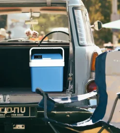 Frigo portatile elettrico da campeggio easy system blu con adattatore 24 lt