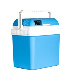 Frigo portatile elettrico da campeggio easy system blu con adattatore 24 lt