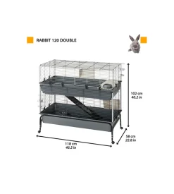 Gabbia per conigili a due piani 