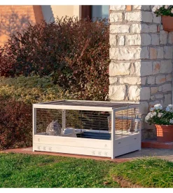 Gabbia per conigli "arena 100" in legno, 100x62,5x51 cm - ferplast