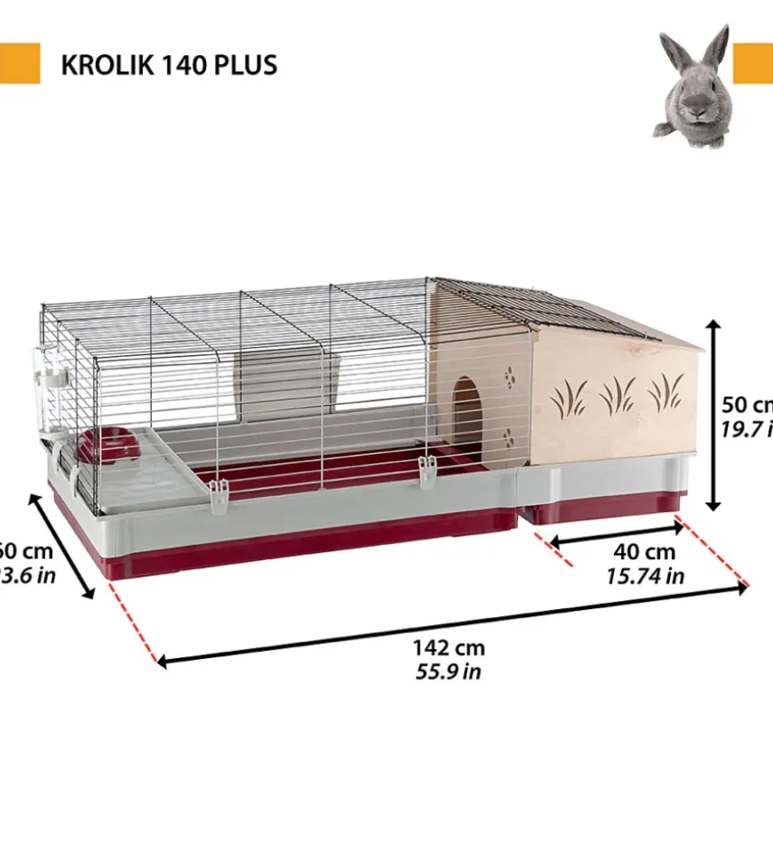Gabbia per conigli "krolik 140 plus" 142x60x50 cm - ferplast