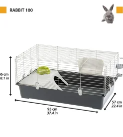 Gabbia per conigli "rabbit 100" grigio, 95x57xh46 cm  - ferplast