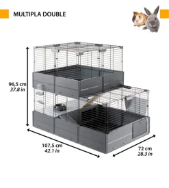 Gabbia per porcellini d'india - gabbia multipla double nera 107,5 x 72 x h 50 cm - ferplast