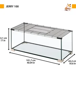 Gabbia per topi e ratti in vetro " jerry 80", 101,7x42,9x43,1 cm - ferplast