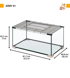 Gabbia per topi e ratti in vetro " jerry 80", 81,7x46,9x43,1 cm - ferplast