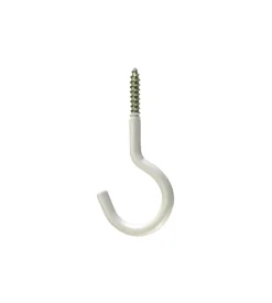 Ganci aperti in ferro plastificato bianco con filetto per legno 5,2x80 mm. 2 pz.