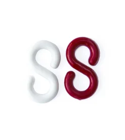 Gancio a s ø 8 mm. in plastica bianca e rossa - 4 pz.