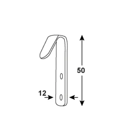 Gancio piatto da parete in acciaio zincato 12x50 mm. max 100 kg. 2 pz.