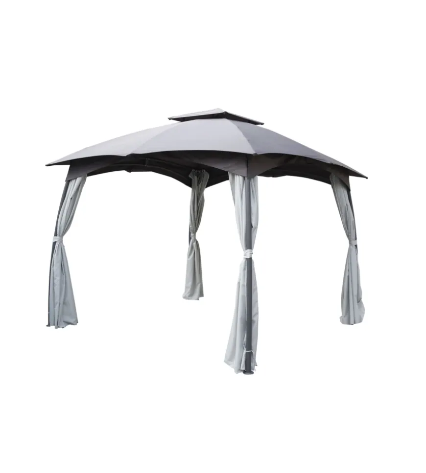 Gazebo da esterno con doppio tetto eurogarden "berlino" in acciaio grigio 3x3 m