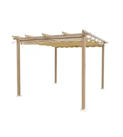 Gazebo pergola da esterno eurogarden "daiana" in acciaio effetto legno 3x3 m