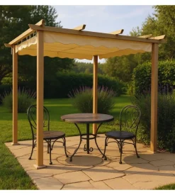 Gazebo pergola da esterno eurogarden "daiana" in acciaio effetto legno 3x3 m