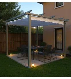 Gazebo pergola da esterno eurogarden "daiana" in acciaio grigio 3x3 m