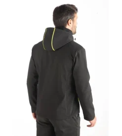 Giacca da lavoro soft shell wrk "wrk502" colore nero con cappuccio, tg m