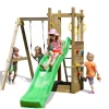 Gioco per bambini da esterno in legno fungoo "funny 3" con torretta, altalena, scivolo e parete da arrrampicata 290x200x210 cm