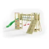 Gioco per bambini da esterno in legno fungoo "maxi funny exposure" con scivolo, torretta, ponte e altalena, 525x398x210 cm