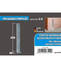 Giunto per ancoraggio cemento 200 x 40 mm.