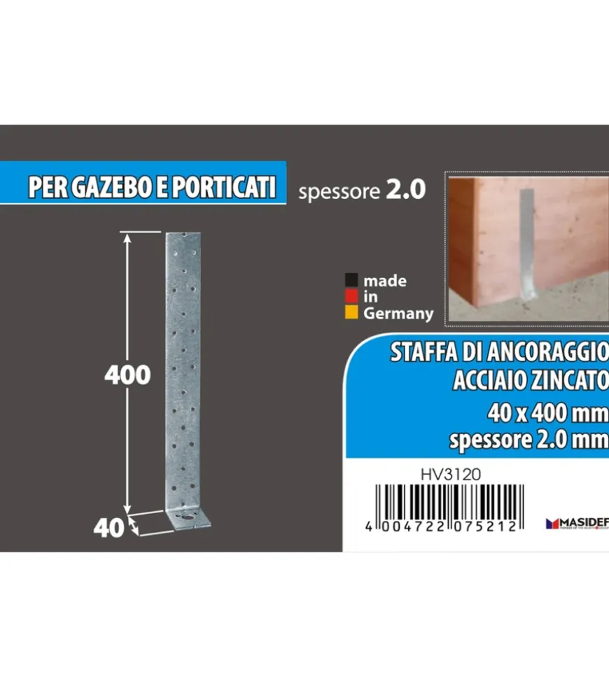 Giunto per ancoraggio cemento 400 x 40 mm.