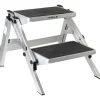 Gradino d'ingresso doppio per veicoli brunner "ruckstep alu" in alluminio richiudibile, 51x53x19,5/38,5 cm