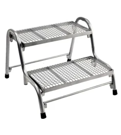 Gradino doppio d'ingresso per veicoli brunner "prima" in metallo zincato, colore grigio