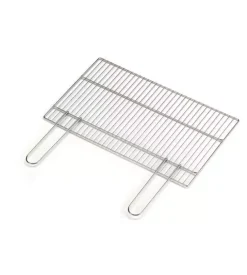 Graticola tondino per barbecue ompagrill in acciaio con manici richiudibili 68x40 cm