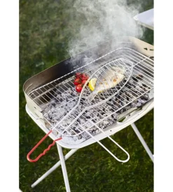 Griglia pesce a rete per barbecue ompagrill in acciaio 14,4x64,5 cm